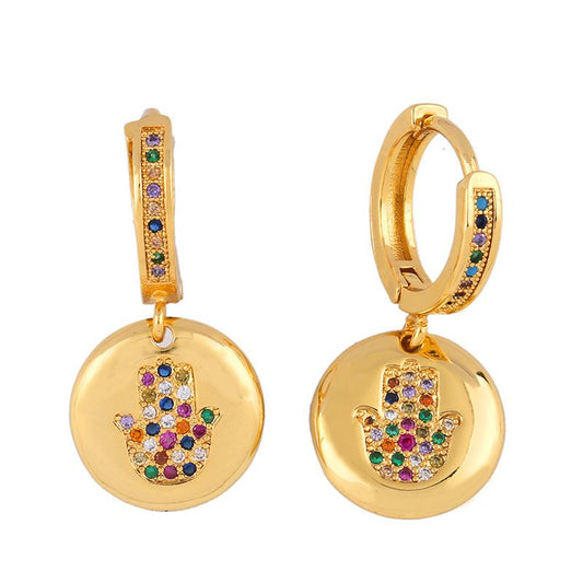 Aretes de mano de hamsa