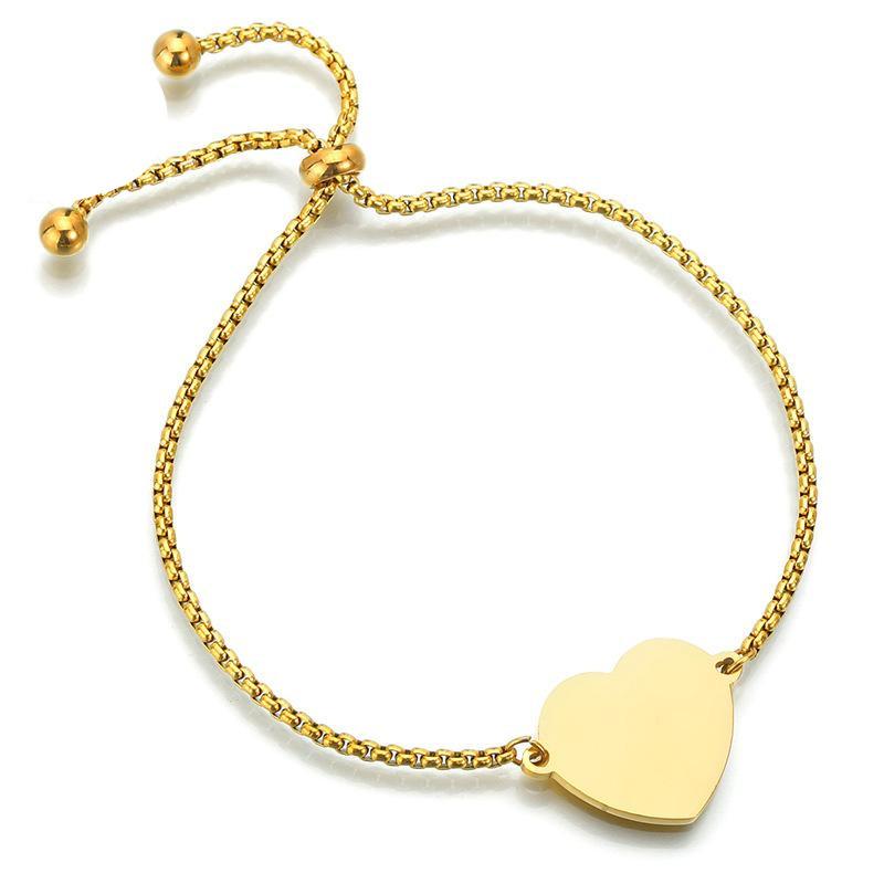 Pulsera ajustable de corazón de acero inoxidable plateado