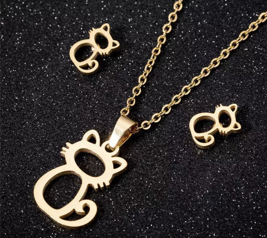Set acero inoxidable gatito