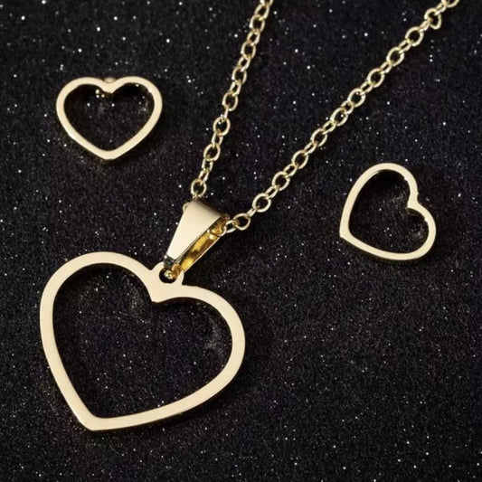 Set acero inoxidable corazón