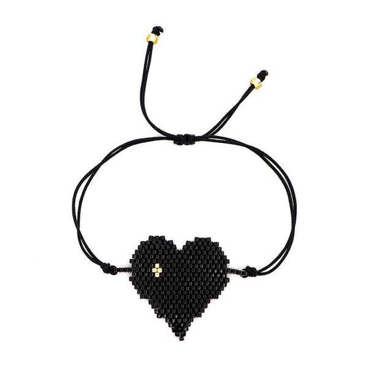 Pulsera miyuki corazón negro