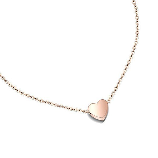 Collar corazón rose gold de acero inoxidable con chapa de oro de 18k. 